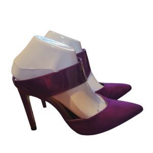 TED BAKER LONDON purple pumps high heel shoes mule cutout suede leather 7